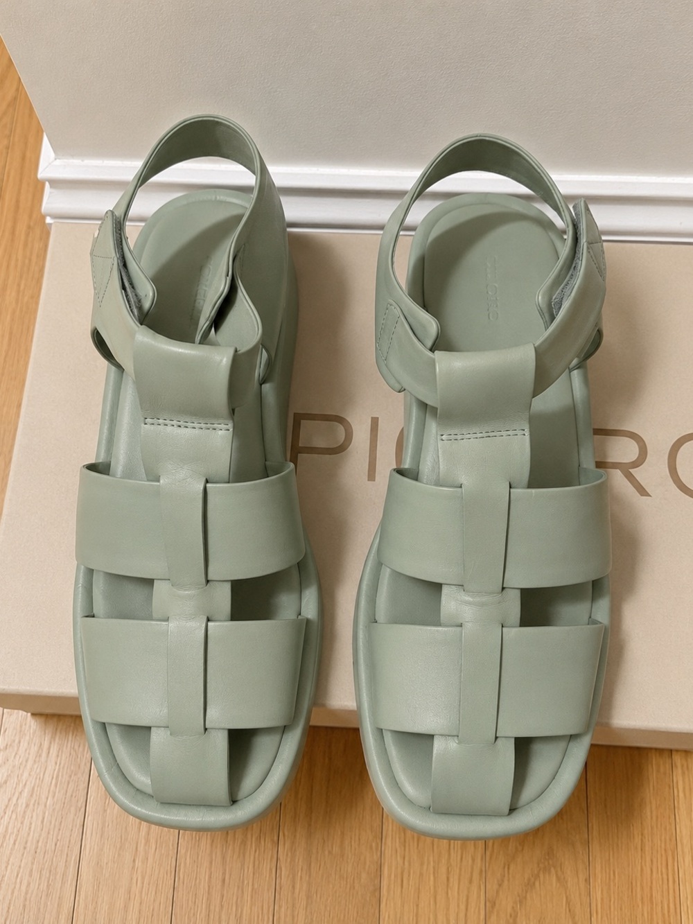 Pilcro Platform Fisherman Leather Green Women's Sandals - Picture 3 of 9